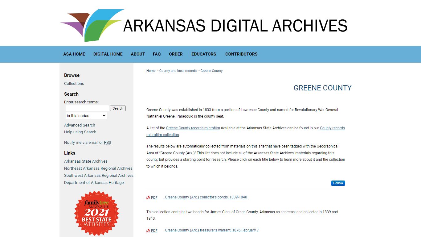 Greene County | County and local records | Arkansas State ...