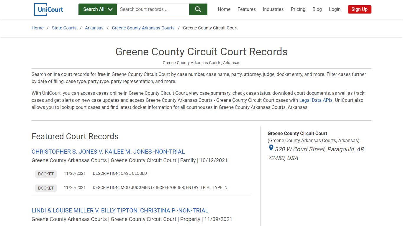 Greene County Circuit Court Records | Greene | UniCourt