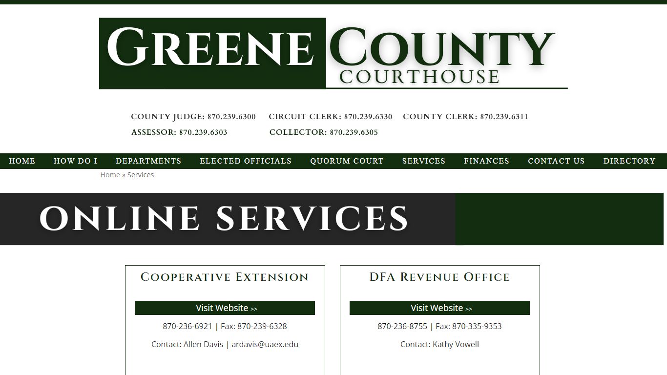 Services | Greene County Courthouse | Paragould, AR